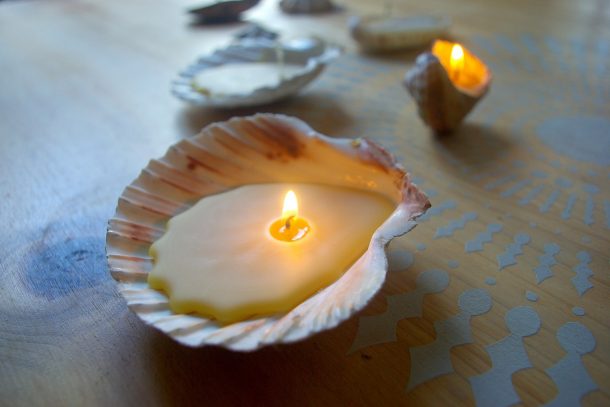 How To Make Easy Eco Beeswax Seashell Candles